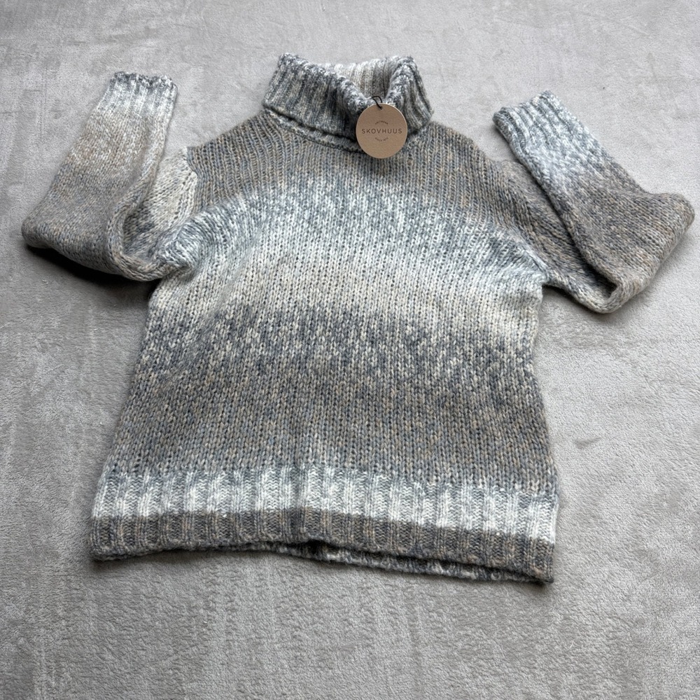 Skovhuus Turtleneck Sweater Womens Large Grey Ombre Alpaca Wool Chunky Knit Cozy